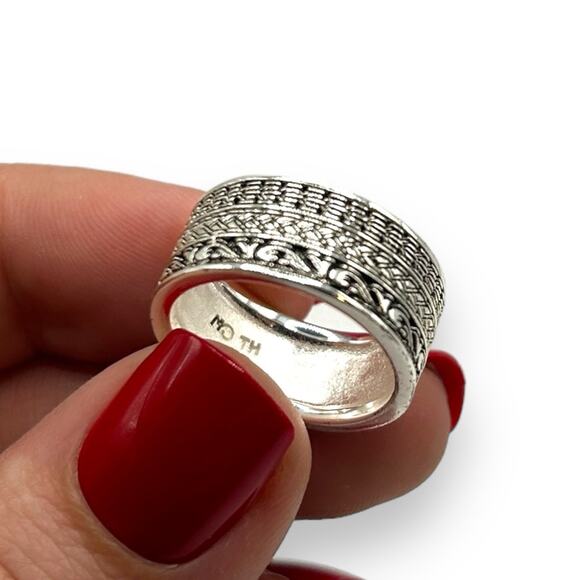 NEW Macy's Tribal Patterned Band Ring in Silver-Plate Size 6 Aztec Tribal Thick - Picture 3 of 8